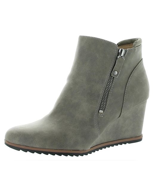 Naturalizer Gray Haley Zipper Wedge Boots