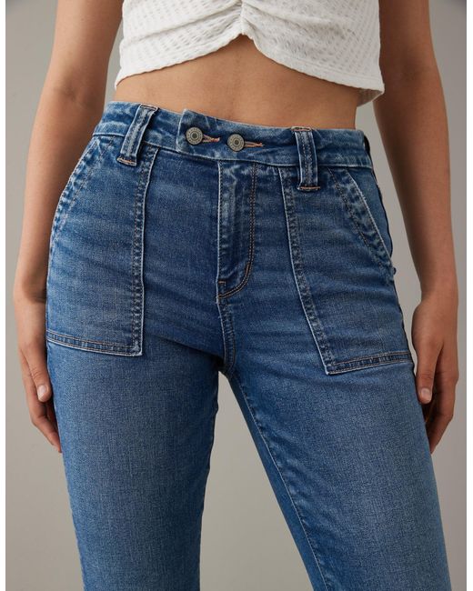 American Eagle Outfitters Blue Ae Next Level Curvy Super High-waisted Flare Jean