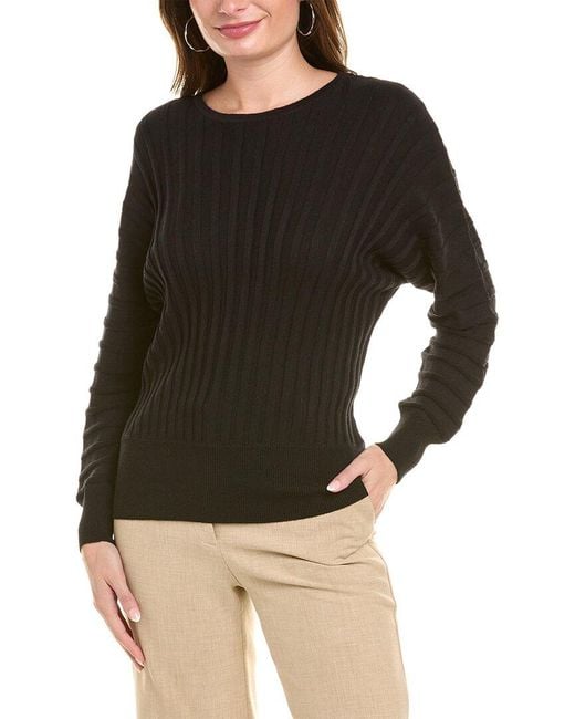 Tahari Black Dolman Cashmere-blend Sweater