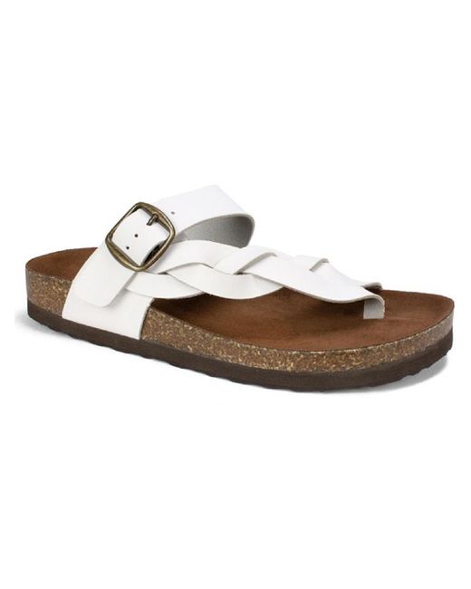 White Mountain White Crawford Leather Flat Thong Sandals