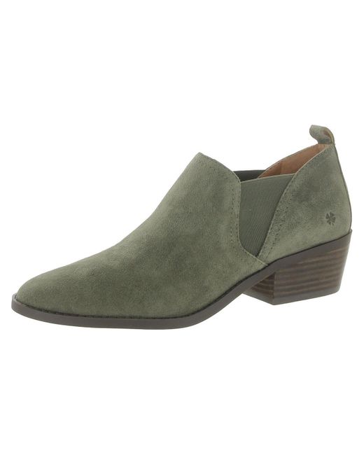 Lucky Brand Green Fallo Suede Slip On Ankle Boots