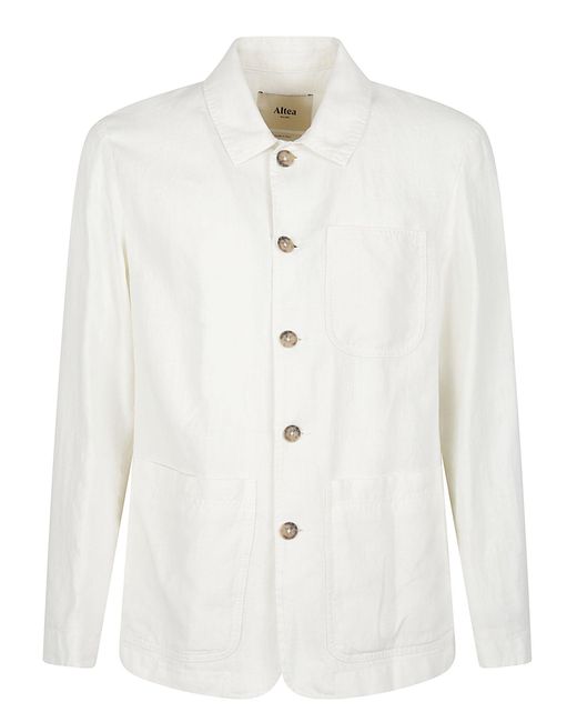 Altea White Constantin Patch Pockets Linen Jacket for men