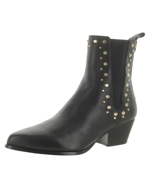 MICHAEL Michael Kors Black Leather Block Heel Mid-calf Boots