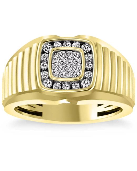 Pompeii3 Metallic 1/2 Ct Diamond Ring Wide Polished Anniversary Band 10k Yellow Gold