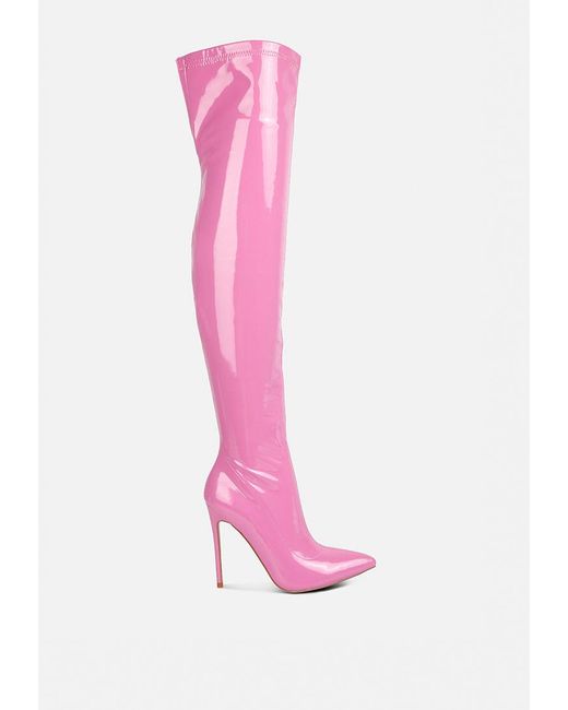 LONDON RAG Pink riggle Long Patent Pu High Heel Boots