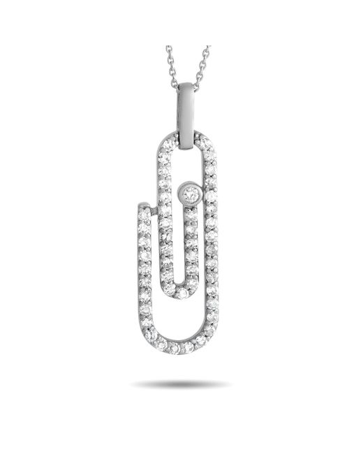 Non-Branded White Lb Exclusive 14k Gold 0.33ct Diamond Paperclip Necklace Pn15089