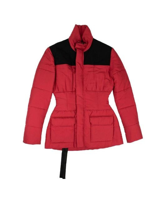 Unravel Project Red Drawstring Waist Puffer Jacket