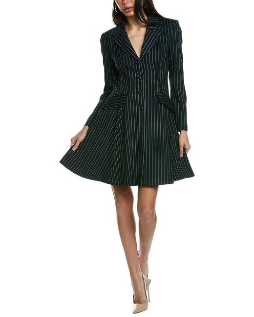 Carolina Herrera Black Button Front Wool-blend Mini Dress
