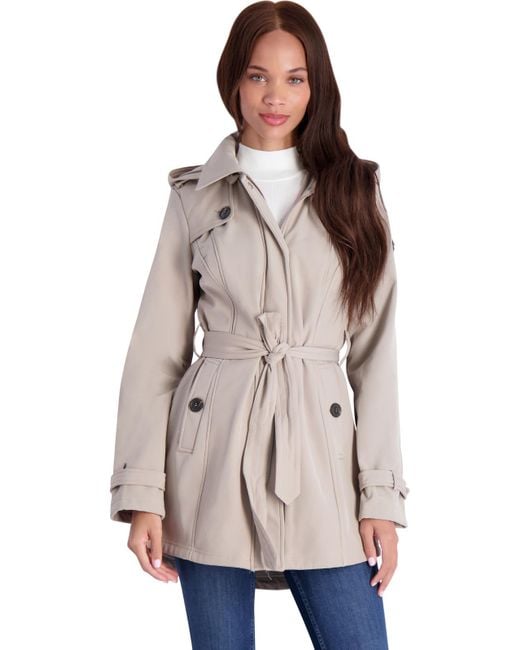 Jessica Simpson Fleece Lined Warm Soft Shell Jacket in Natural | Lyst