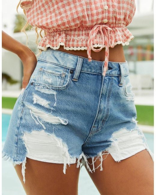 American Eagle Outfitters Blue Ae Denim Mom Shorts