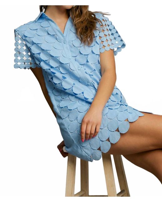 Umgee Blue Polka Dot Lace Dress