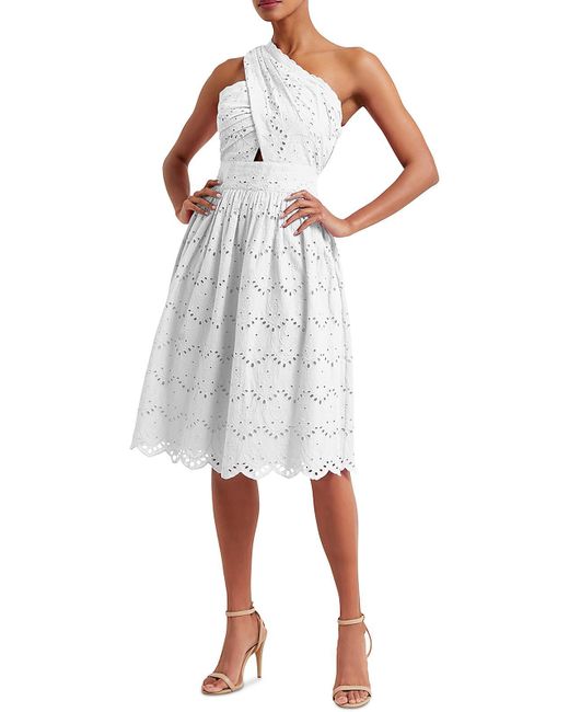 French Connection White Appelona One Shoulder Cutout Midi Dress