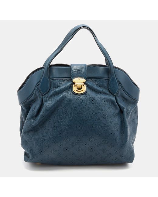 Louis Vuitton Blue Marine Monogram Mahina Leather Cirrus Mm Bag