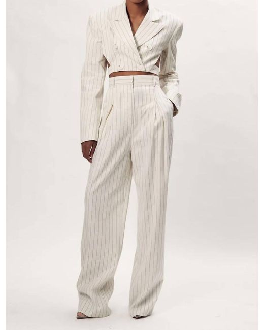 Ronny Kobo Natural Diego High Waisted Pinstripe Wide Leg Pant