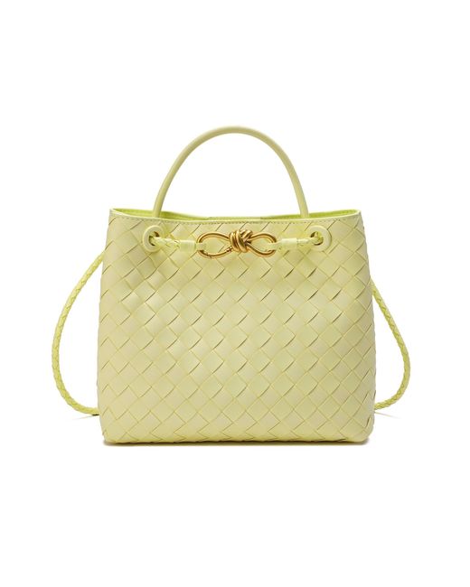 Tiffany & Fred Yellow Woven Leather Top-handle/ Shoulder Bag