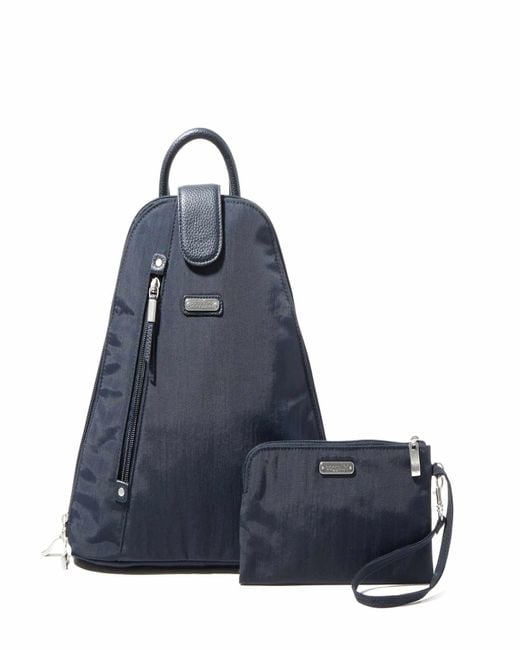 Baggallini Blue Metro Convertible Backpack With Rfid Wristlet
