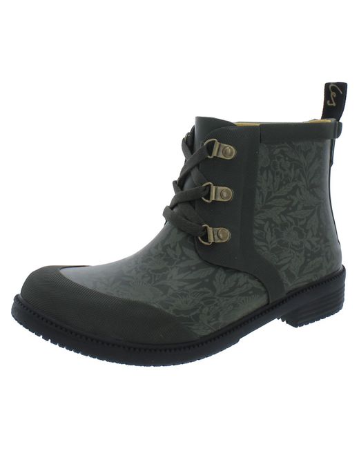 Joules Black Ashby Lace-up Round Toe Rain Boots