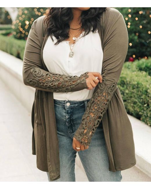 Hailey & Co Green Little Bit Of Lace Cardigan