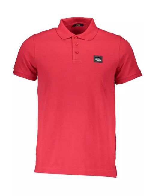Class Roberto Cavalli Red Pink Cotton Polo Shirt for men