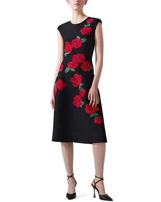 Carolina Herrera Red Jacquard Sweater