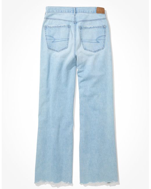 American Eagle Outfitters Blue Ae Ripped Super High-waisted baggy Wide-leg Jean