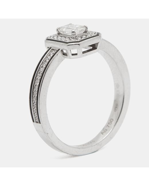Boucheron Metallic Vendôme Liseré Diamonds Lacquer 18k White Gold Ring