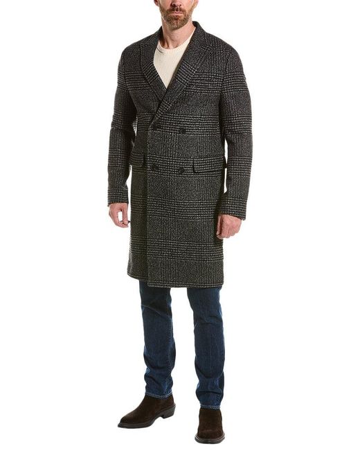 The Kooples Black Wool-blend Trench Coat for men