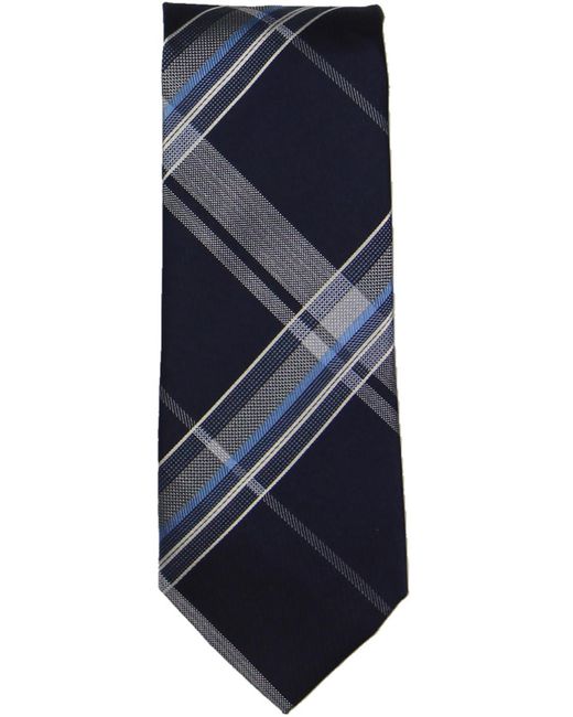 Kenneth Cole Blue Roby Silk Blend Plaid Neck Tie for men