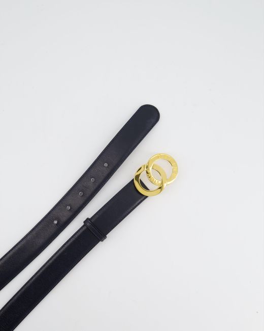 Chanel Blue Celine Collectors Navy Loop Buckle Leather Belt