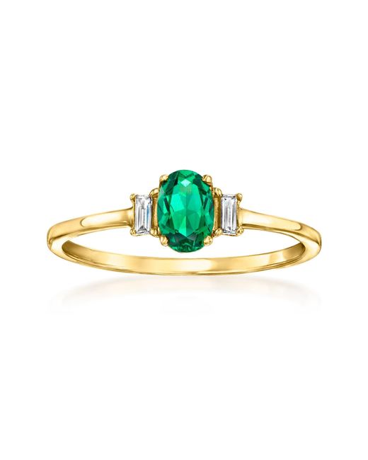 RS Pure Green By Ross-Simons Lab-Grown Emerald Ring With Lab-Grown Diamonds