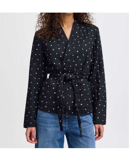 Ichi Black Lenarda Quilted Belted Jacket
