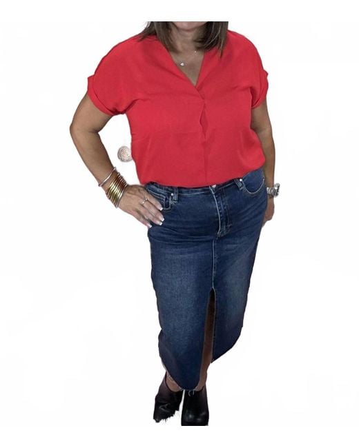 Jess Lea Red Whitney Woven Blouse