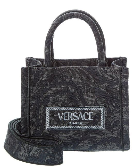 Versace Black Athena Barocco Mini Canvas Tote