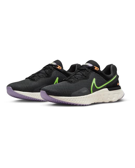 Nike Black React Miler 3 Mesh Gym Running & Training Shoes for men