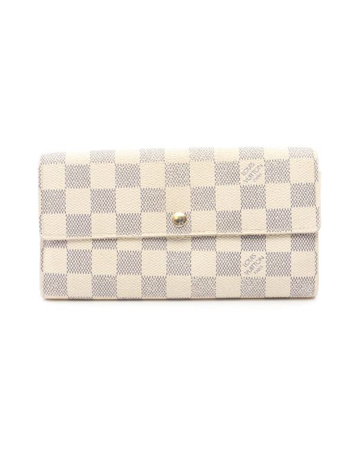Louis Vuitton Natural Portefeuil Sara Damier Azur Bi-fold Long Wallet Pvc Leather