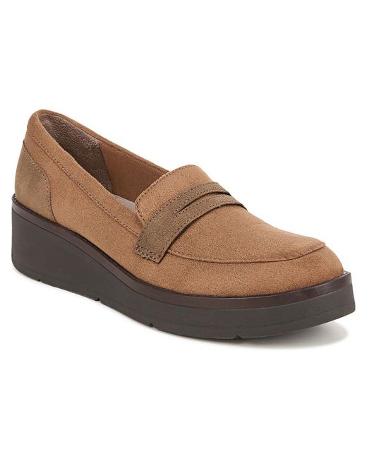 Bzees Brown Fast Track Faux Suede Slip On Loafer Heels