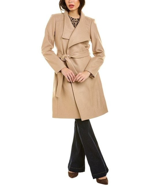 Ted Baker Sandra Wool & Cashmere-blend Wrap Coat in Natural | Lyst
