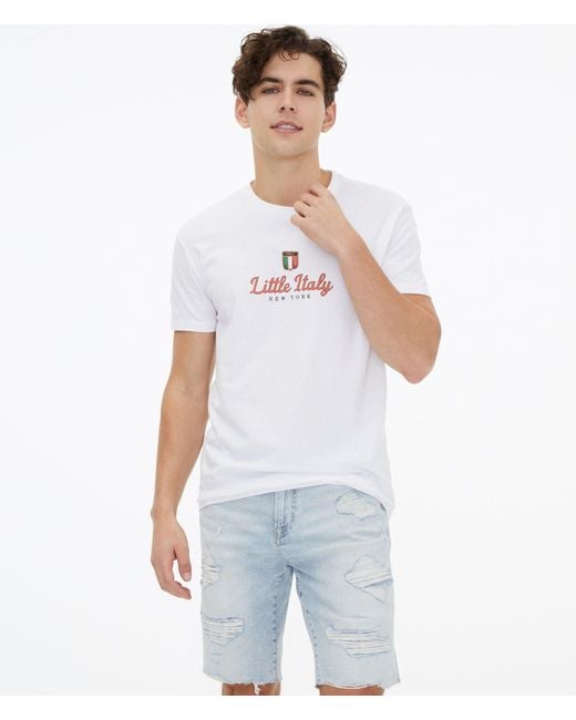 Aéropostale White Little Italy Crest Graphic Tee for men