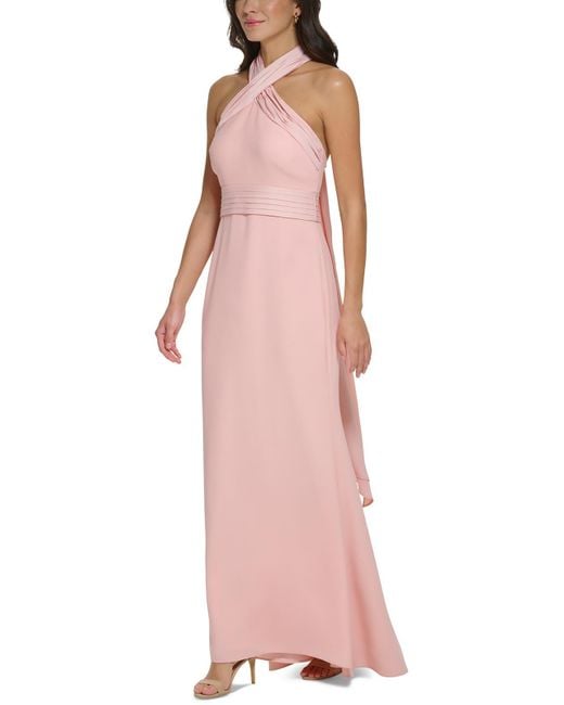 Eliza J Pink Bow-back Long Evening Dress