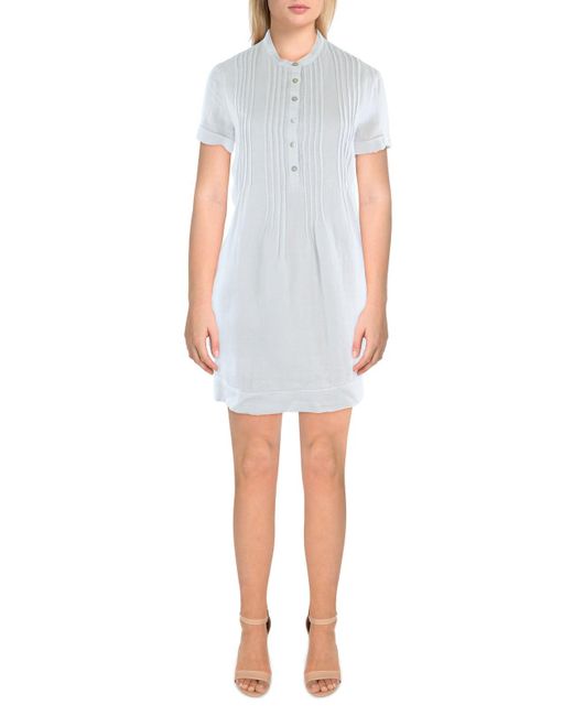 Faherty Brand White Gemina Pintuck Mini Shirtdress