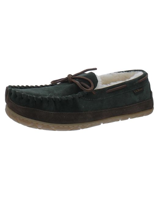 L.L. Bean Black Wicked Good Suede Fur Lined Driving Moccasins for men