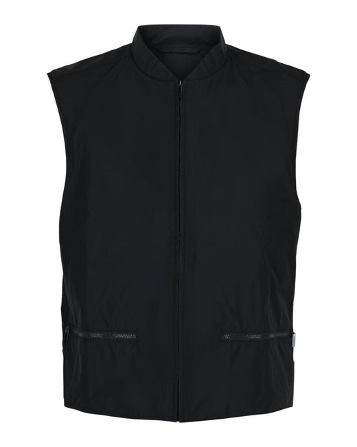 Ferragamo Black Sleeveless Vest With Stand Collar And Front Zip Closure for men