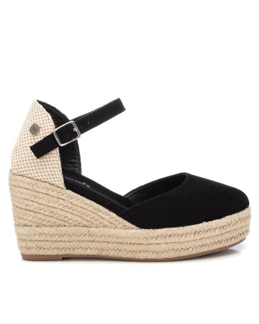 Xti Black Wedge Espadrilles Sandal