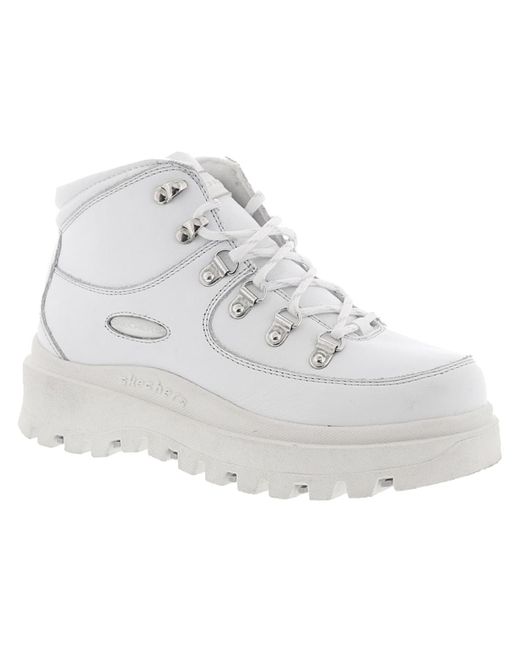 Skechers White Shindigs-renegade Heart Leather Ankle Hiking Boots