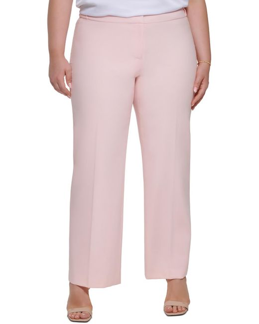 Calvin Klein Pink Plus High Rise Solid Straight Leg Pants