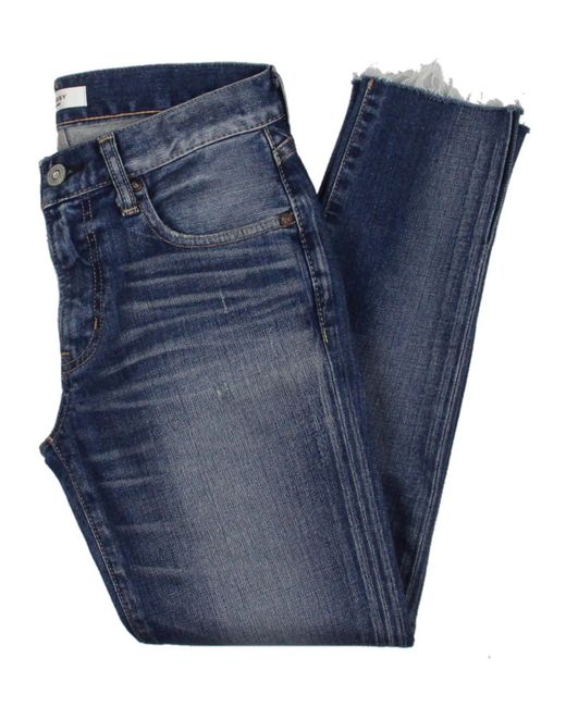 Moussy Blue Appleton Denim Raw Hem Skinny Jeans