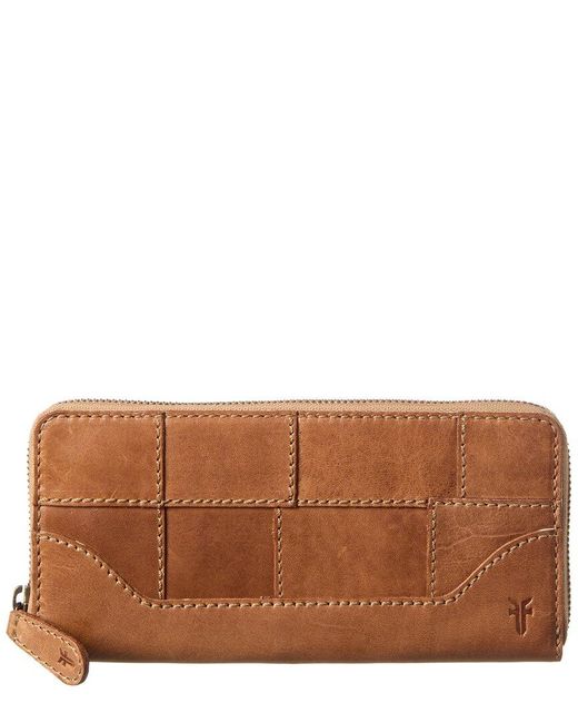 Frye Brown Melissa Zip Leather Wallet