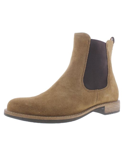 Ecco Brown Saerorelle Leather Slip On Ankle Boots