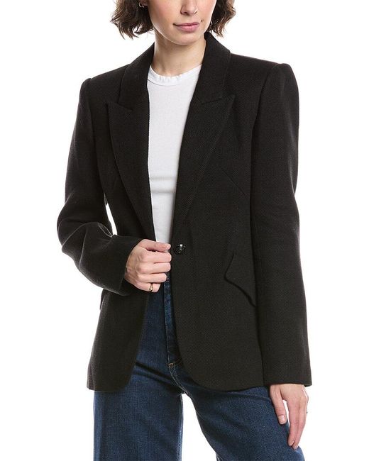 L'Agence Black Chamberlain Linen-Blend Blazer