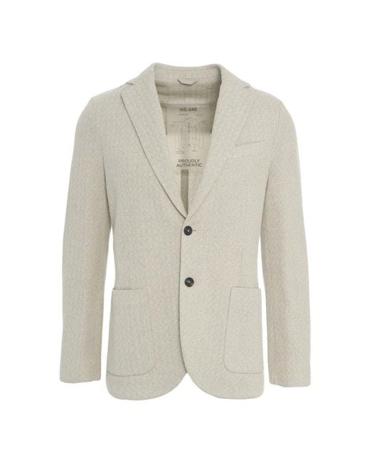 Circolo 1901 White Herringbone Blazer With Notched Lapels And Tailored Fit for men